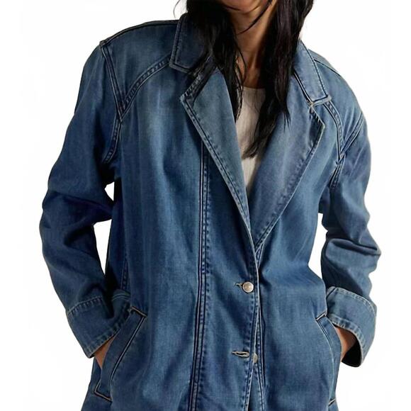 NEW FREE PEOPLE monique maxi duster in indigo - Picture 5 of 5